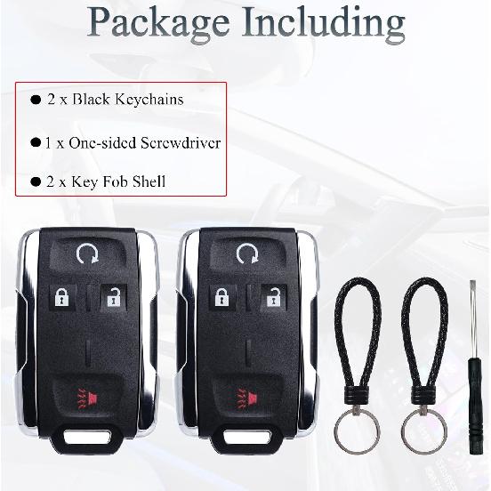 Key Fob Shell Case Replacement Fits For Chevy Silverado Colorado GMC Sierra Canyon 2014- Keyless Entry Remote Control 4 Button Pad Outer Cover With