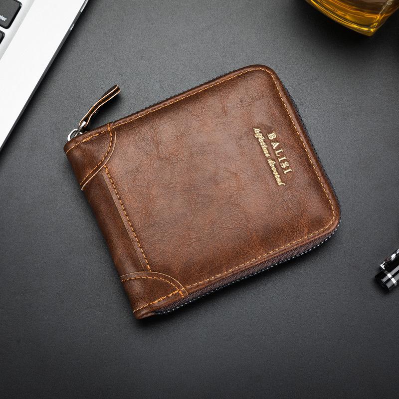Leather bag Herenportemonnee Nieuwe PU-lederen rits Retro-stijl Korte portemonnees Herenkaarthouders Muntopslag Geldzak