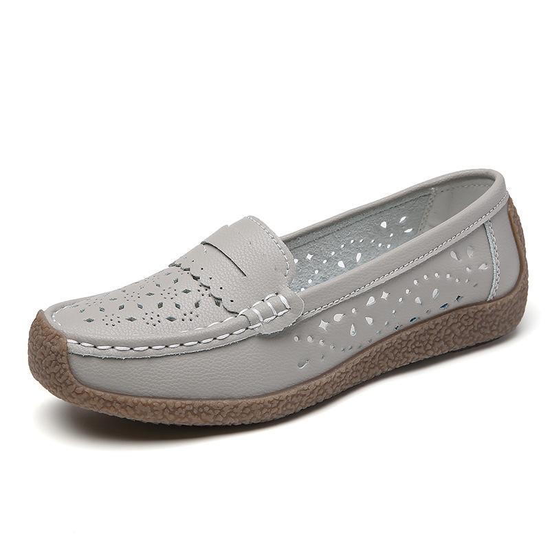 Women's Spring Flat-soled Hollow Single Shoes Beef Tendon Sole Snail Shoes Soft Sole Mother Shoes