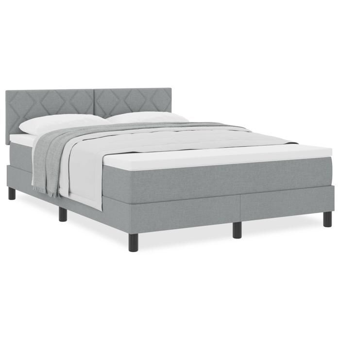 VidaXL Lit Box Spring avec Matelas Gris Clair 140x190 cm en Tissu 3338762