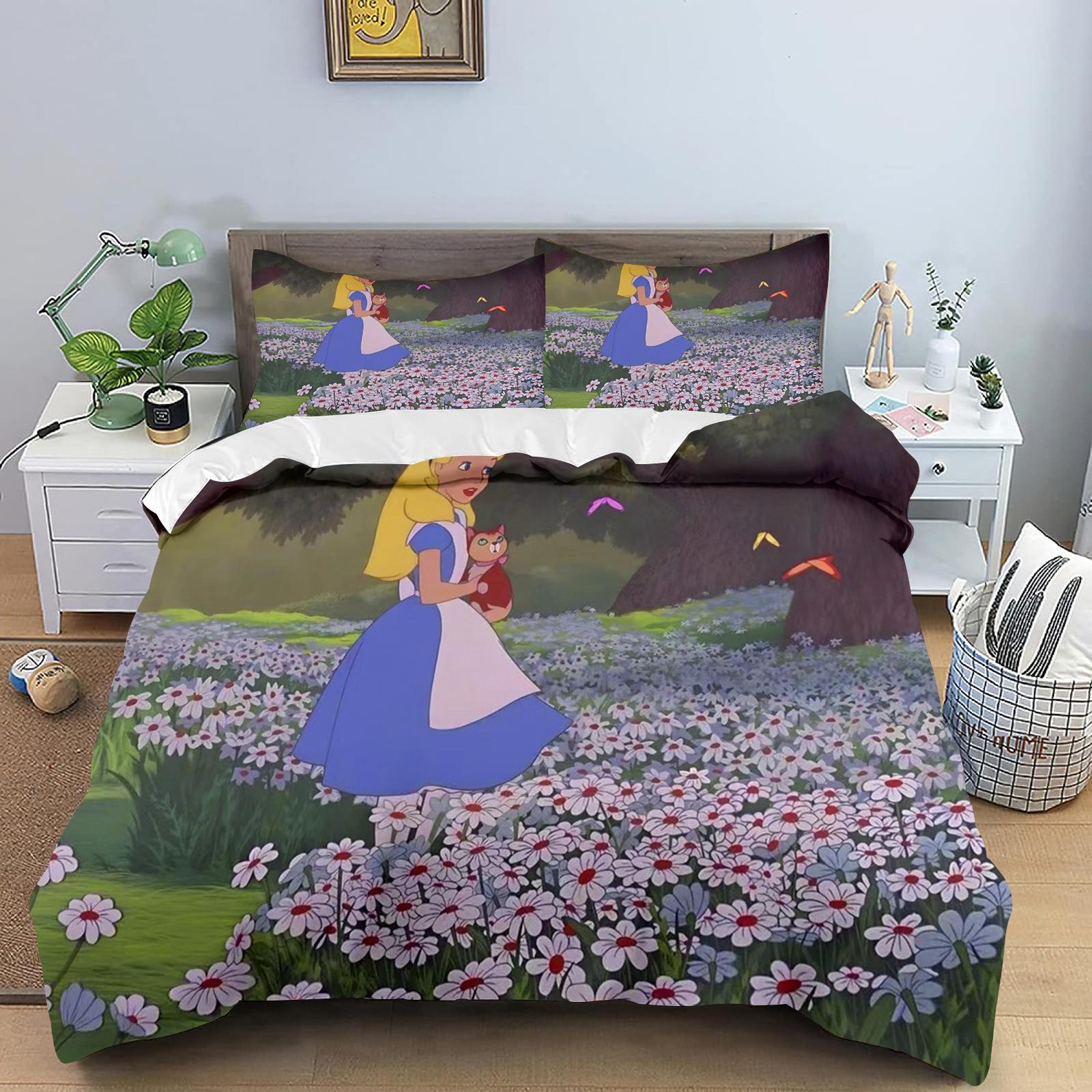 

Alice in Wonderland Duvet Cover Set Childern Home Boys Girls Cartoon Co-branded Modern 2 Piece Bedding Sets AU Double(180*210cm)3pcs