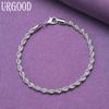 925 Sterling Silver 4mm Twist Chain Fashion Bracelet