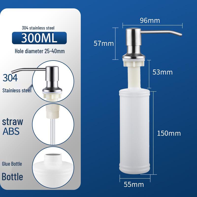 

Кухонний дозатор для мила з нержавіючої сталі з помпою-натискачем та подовжувальною трубкою