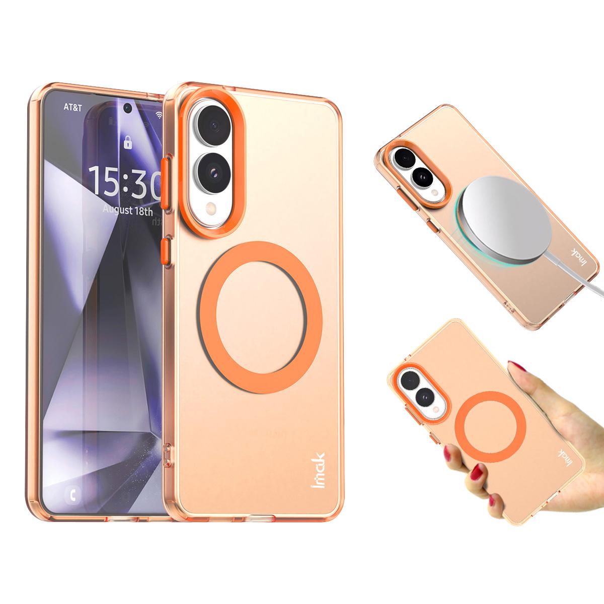 

IMAK For Samsung Galaxy S25 Edge Case Compatible with MagSafe Candy Color Anti Drop TPU+PET Back Cover Orange