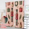 2pcs 2D flat printing Christmas Curtains Christmas Nutcracker Gift Wreath Digital Printed Polyester Drapes Family Party Use for