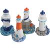 Toyvian 4pcs Mini Lighthouse Decor Mediterranean Figurines Ornaments Miniature Landscaping Decorations (Random Pattern)