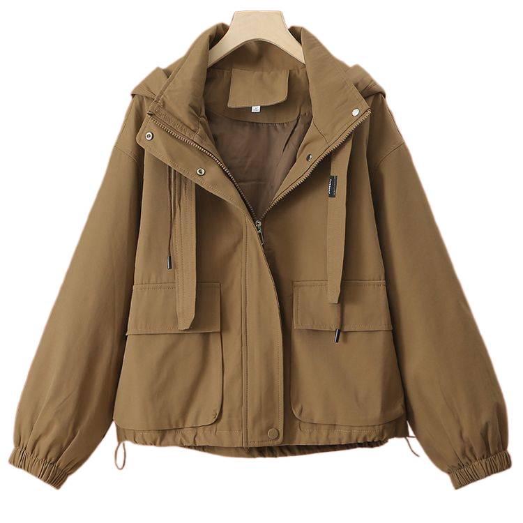 Damen Koreanischer Stil Locker Kapuzen Baseballjacke für Frühling und Herbst 2025