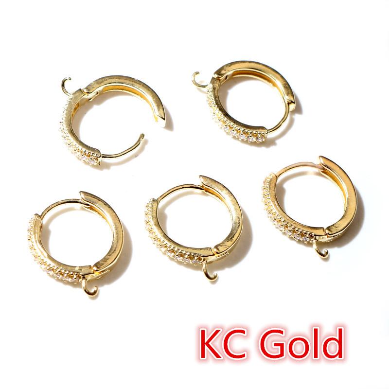 10pcs 15mm with Zircon Gold Silver Color Earring Hooks Leverback Open Loop DIY Earring Clips Clasp Jewelry Making Accessories