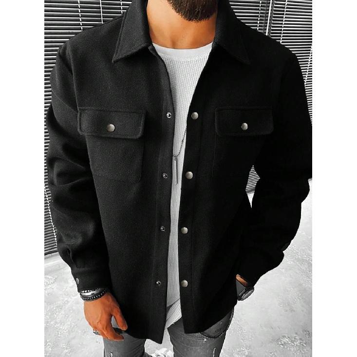 

New style men s turn-down collar jacket, loose-fitting casual corduroy work jacket for men S чёрный