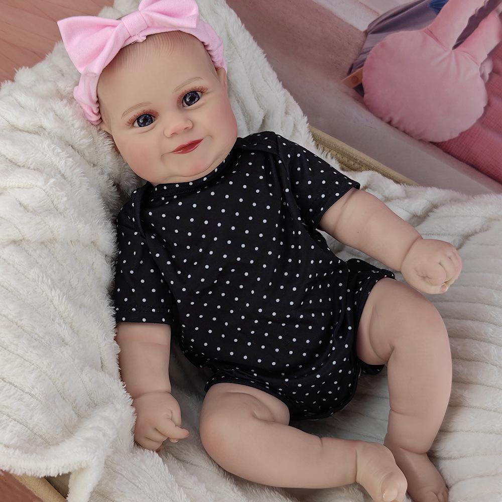 50cm Dressable Reborn Girl Doll with 3D Skin & Hand-Painted Hair - Perfect Gift & Companion Half silicone doll + Outfit