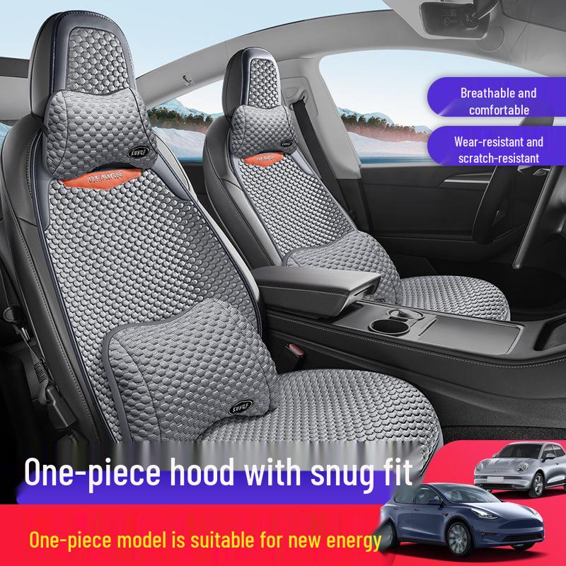 Universal Four-Season Car Seat Cushion: New Energy One-Piece Saddle Cover with Half-Wrap Design