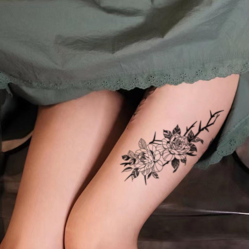 Small Fresh Plain Flower Tattoo Sticker Domineering Retro Arm Leg Tattoo Sticker