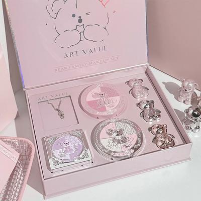 ART VALUE 7-delige Make-up Sets Bevatten 3 Kleuren Matte Lipmodder, 1 Poeder, 1 Blusher, 1 Oogschaduw Palet, 1 Ketting Schoonheid Make-up Sets