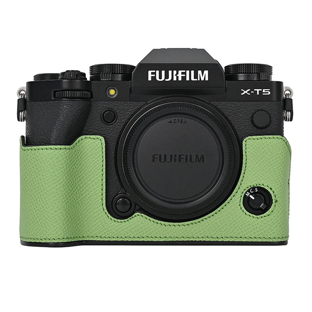 Aluminum Metal Camera Bag Genuine Leather Half Body Case For Fujifilm XT5 Fuji X-T5 Battery Opening Bottom Cover