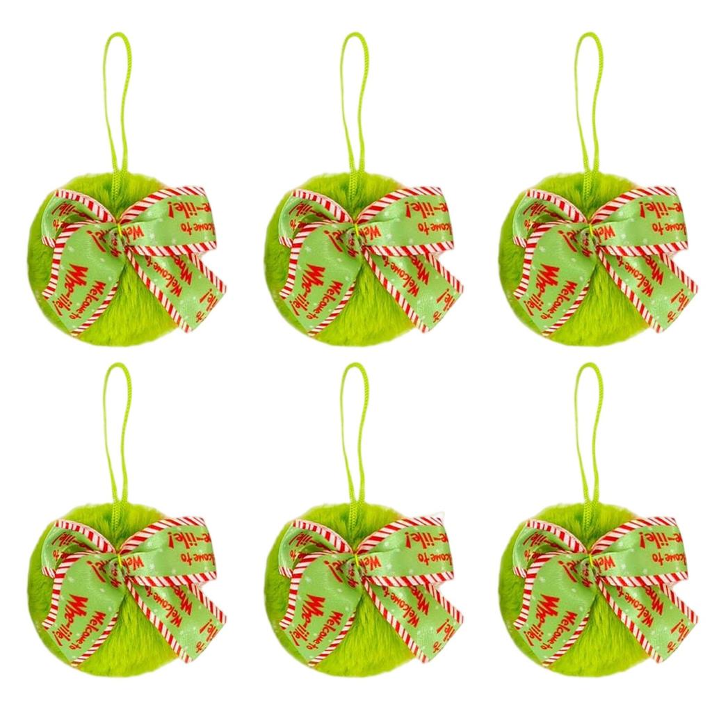 Plush Ball Decorative Pendant, Christmas Tree Decorative Pendant, 6 Pieces Of Cute Bow Plush Ball Christmas Decorative Pendant