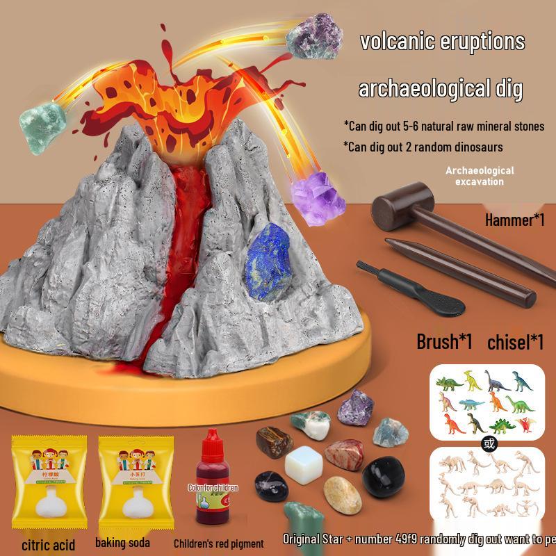 Dinosaur Fossil Dig & Volcano Science Experiment Kit for Kids