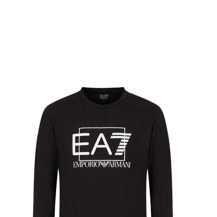 Emporio Armani Ss23 Ea7 Series Letter Logo Print Crew Neck Long Sleeve T-Shirt Men Tops Black 3RPT64-PJ03Z-1200
