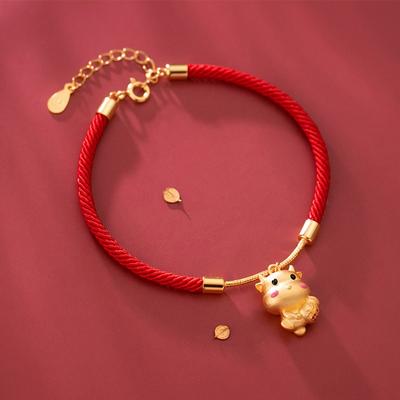 La Monada Roter Faden für Hand 925 Sterling Silber Armband Roter Faden Schnur Seil Armbänder für Frauen Silber 925 Gold Sternzeichen Ochse