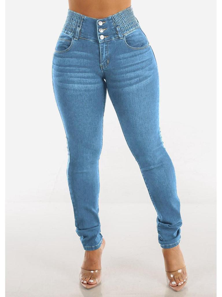 Evropské Horké Výprodejové Štíhlé Pružné Dlouhé Džíny s Vysokým Pasem - Sexy Skinny Kalhoty Zvedající Zadek