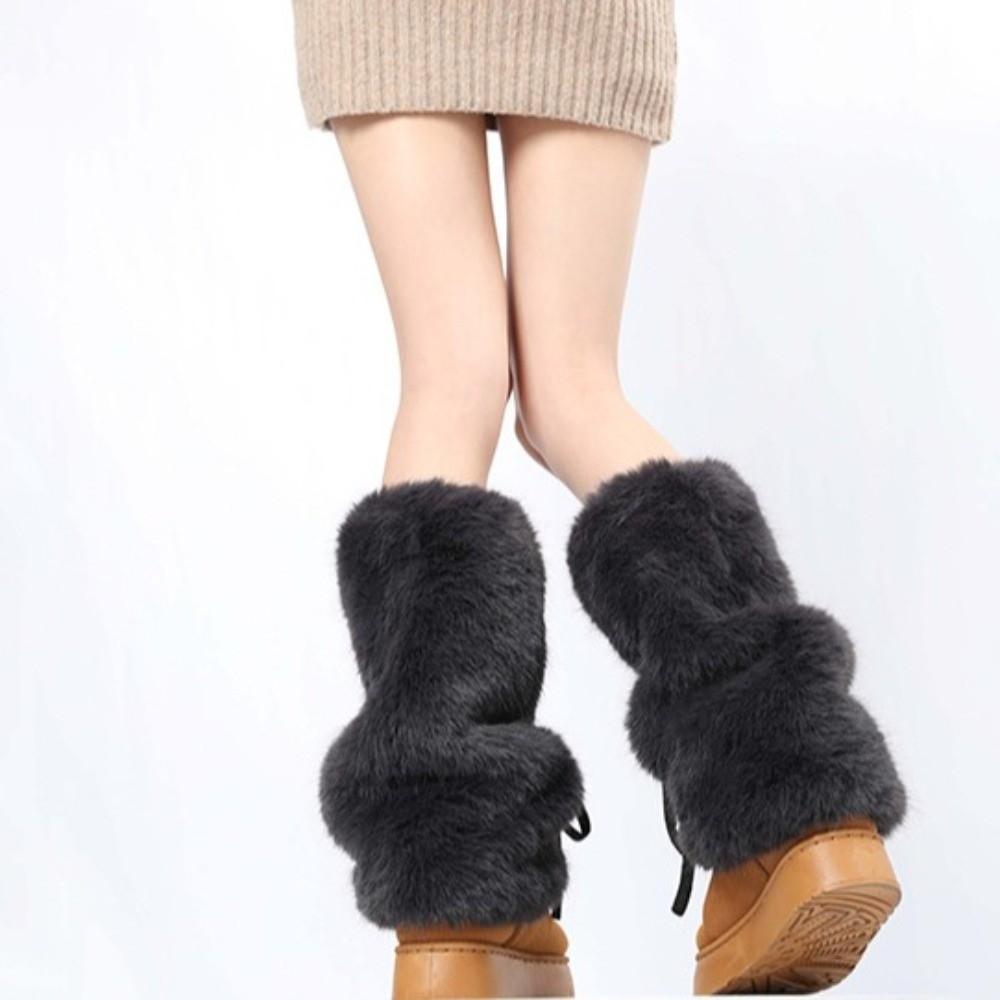 Foot Cover Faux Fur Furry Leg Warmers Japanese Style Y2K Lolita Boots Cover Thickened Sweet Long Tube Sock JK