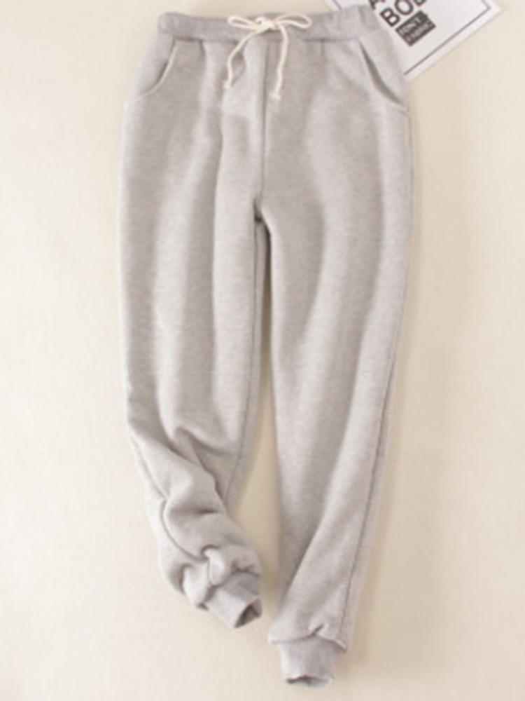 Thick and Warm Sweatpants with Ankle Binding Loose Casual Pants for Women In Winter with Added Fleece