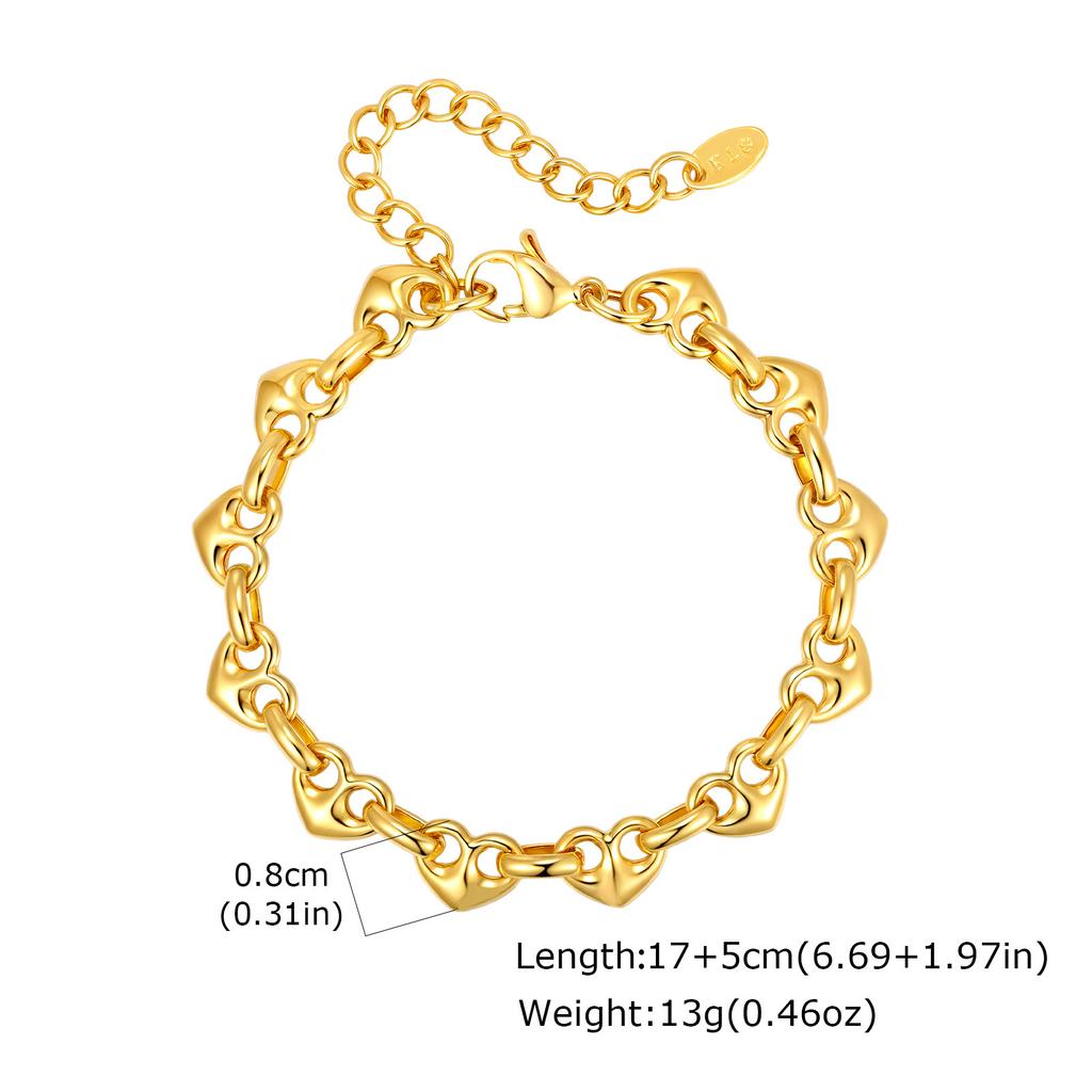 Vnox Stainless Steel 18K Gold Plated Link Geometric Cable Chains, Stacked Bracelet For Women, Waterproof Jewelry Gifts