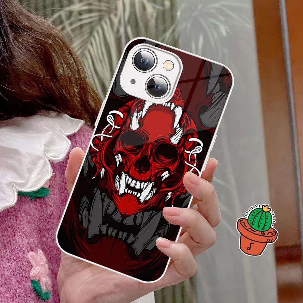 

Samurai Oni Mask Phone Case Tempered Glass For Iphone 14 13 12 11 Pro Mini XS MAX 14Plus X XS XR Fundas iphone 11