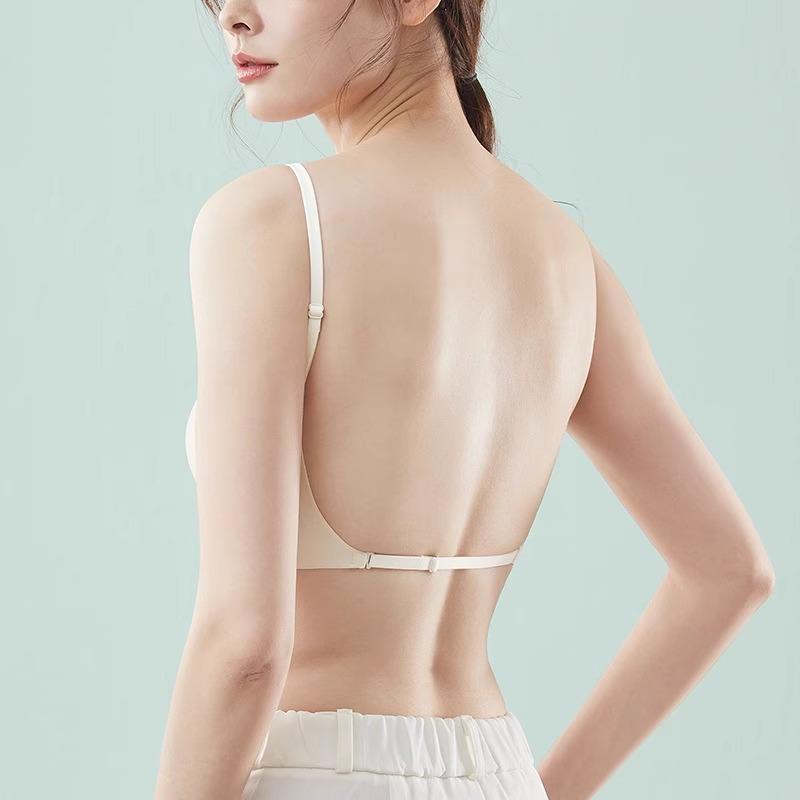 

Элегантный бюстгальтер пуш-ап без спинки для маленькой груди - бесшовный бандажный топ U-образной формы XL (38/85AB) белый/кремовый