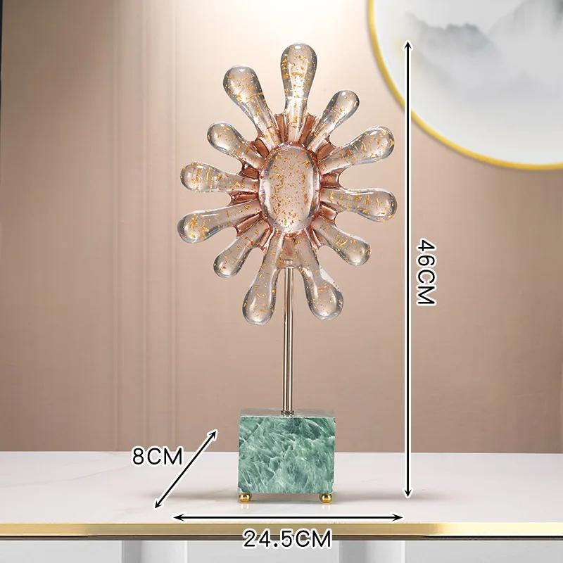 Harz Handwerk Transparent Farbe Verlauf Sonnenblumen Geometrisch Sonne Abstrakt Ornament Dekorative Figuren Zimmer Dekoration