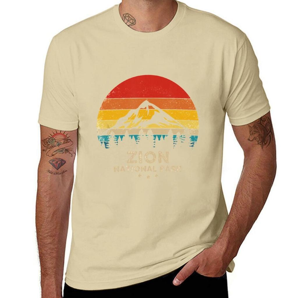 Vintage Zion  National Park Retro Souvenir TShirt Cute Tops Hippie Clothes Mens Clothing