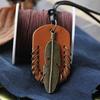 JMXD - Literary Vintage Genuine Leather Feather Rope Necklace Alloy Jewelry