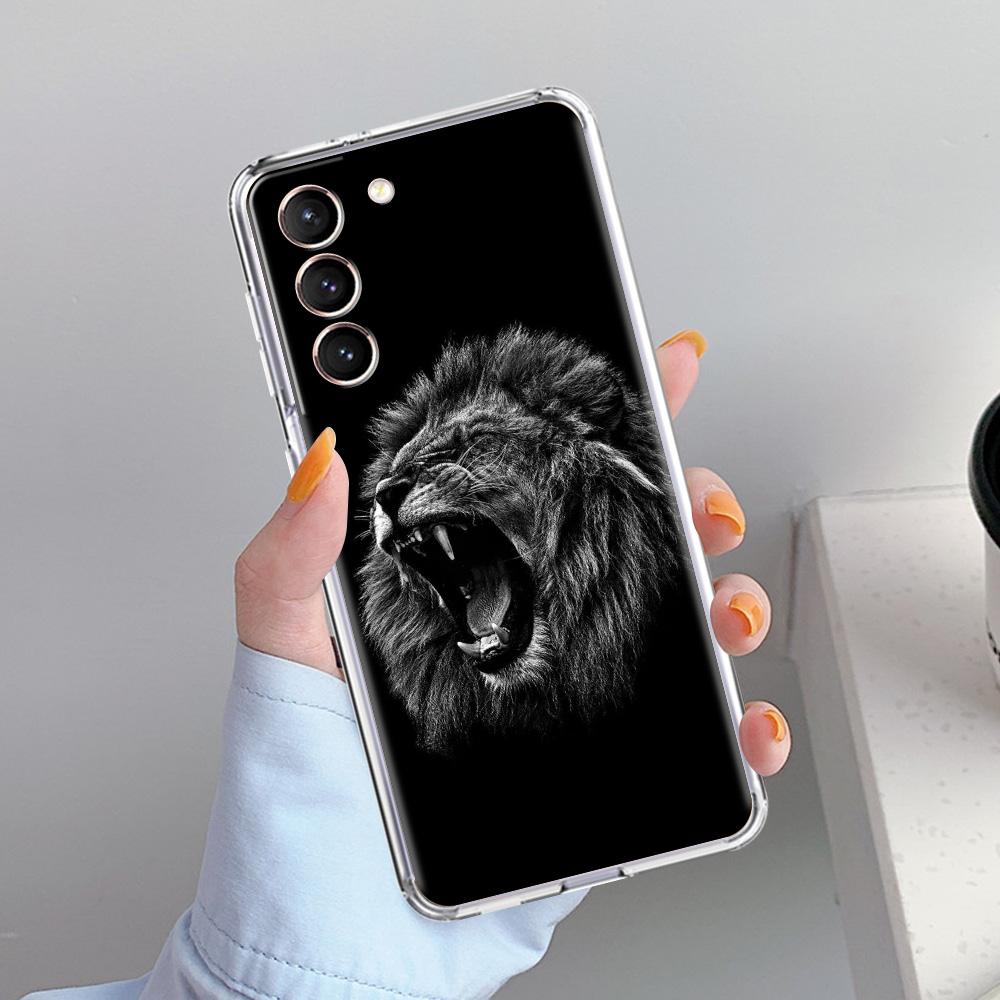 Phone Case For Samsung Galaxy S26 S25 S24 S23 S22 Ultra S20 S21 FE 5G Plus Soft Clear Cover Concise Lion Pattern