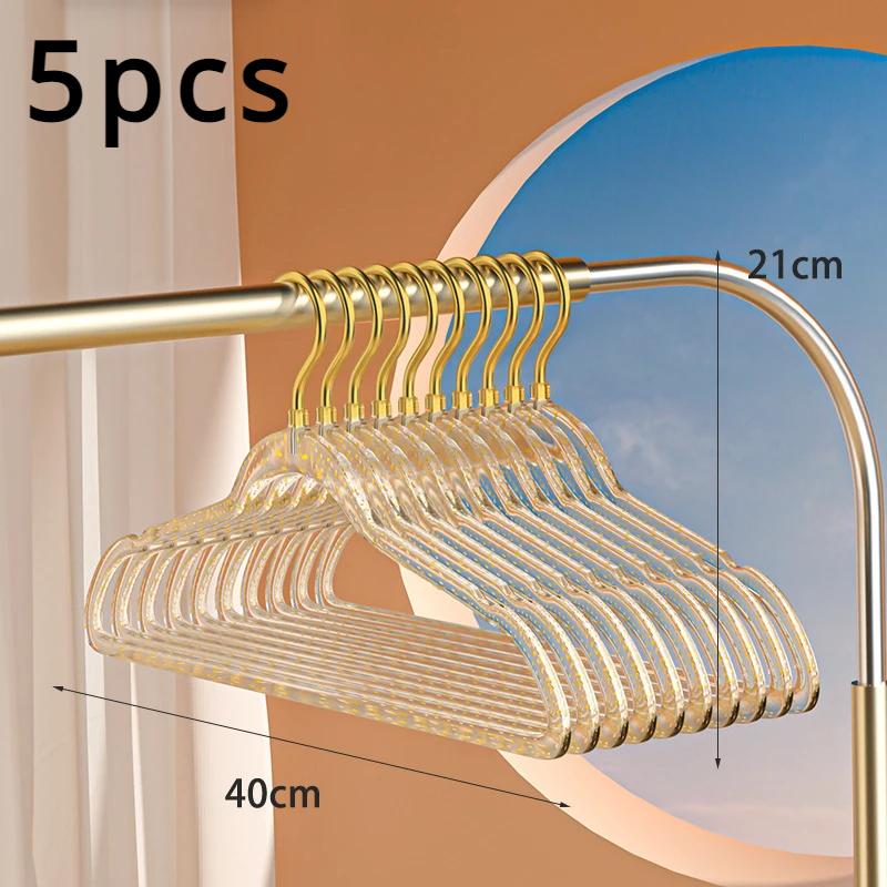 

5 шт. Прозрачные блестящие вешалки Вешалки для демонстрации одежды Нескользящие вешалки для свитеров и пиджаков Вешалки для модных платьев Рейки Органайзер для гардероба