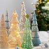 Illuminated Glass Christmas Tree Tabletop Light Up Christmas Tree Figurine for Xmas Home Party Centerpiece Tabletop Mantel Decor
