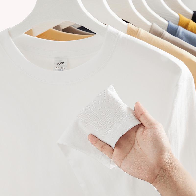 Men's 230g Heavy Cotton Long-Sleeve T-Shirt - Trendy Solid Color Couples' Style for Spring & Autumn