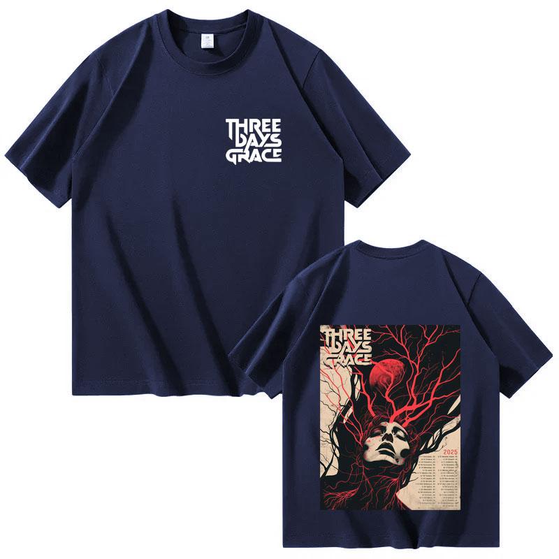 

Singers Three Days of Grace Harajuku Unisexs and Womens Fashion Roundneck 2026 Summer Printed Tshirt S