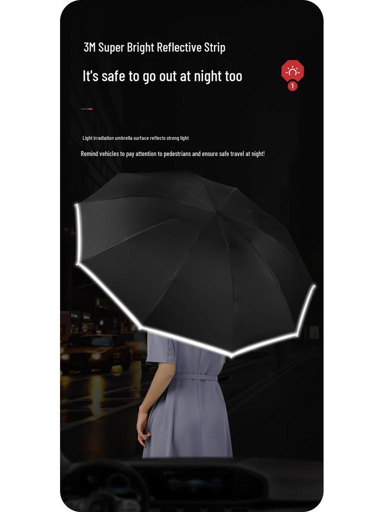 Dual-Purpose Automatic Folding UV Umbrella with 20 Ribs - Reinforced Black Glue for Sun and Rain Protection