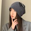 Autumn and Winter Hats for Women Korean Style Baotou Hat Big Head Circumference Showing Face Small Pile of Hats Retro Casual Versatile Knitted Hat
