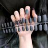 24 pezzi / set fai da te unghie rapide testa piatta lunga satinata opaca unghie finte strisce multicolori manicure con usura finita