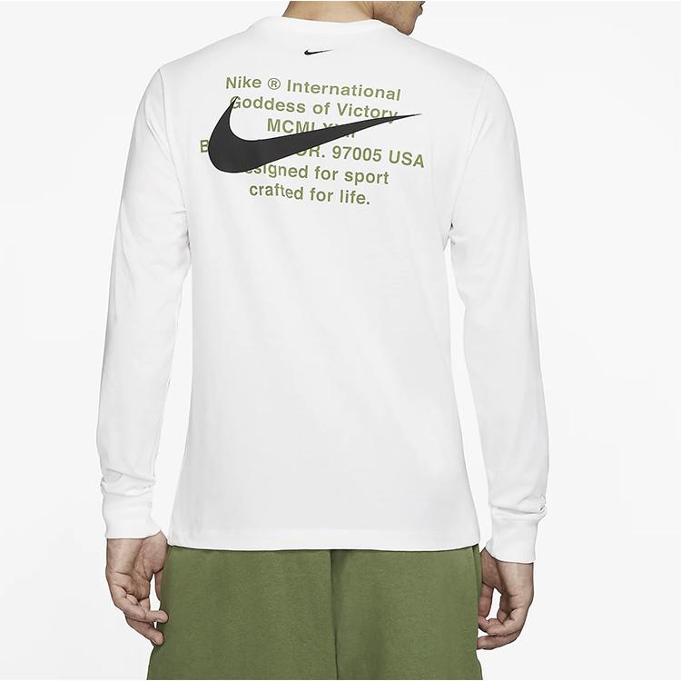 Nike Pánské tričko s dlouhým rukávem a kulatým výstřihem s logem Swoosh Bílé CK2260-100