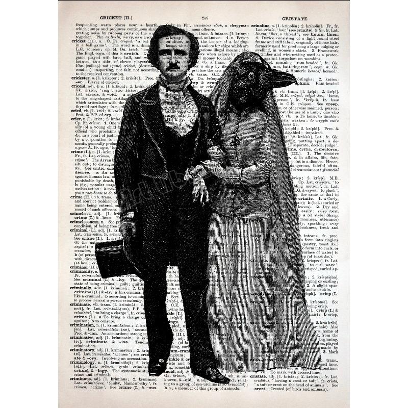 Vintage Dark Gothic Edgar Allan Poe The Raven Artwork On Antique Dictionary Poster Canvas Painting Wall Pictures Home Decor