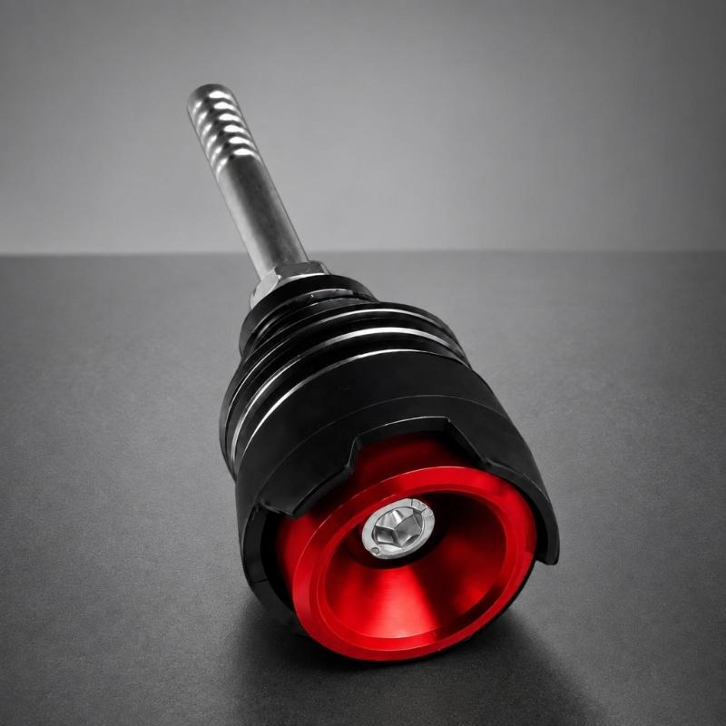 Threaded Motorcycle Oil Dipstick with Top Tool Socket, Aluminum Construction and Anodized Finish for Routine Checks
