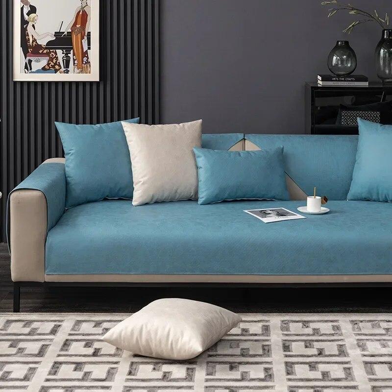 Wodoodporny Pokrowiec na Sofę z Tkaniny Technologicznej Uniwersalny na Wszystkie Sezony Jednolity Kolor Antypoślizgowy