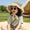 Foldable Design Straw Sun Hat Lace Up Detail Kids Sun Hat Fashion UV Protection Hat  Beach Use