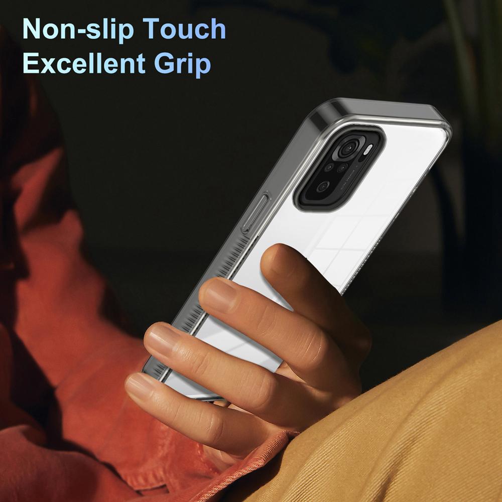 KEYSION Transparent Case for Redmi Note 10 10S 10 Pro 4G Soft TPU+PC Anti-slip HD Clear Shockproof Phone Back Cover for POCO M5S