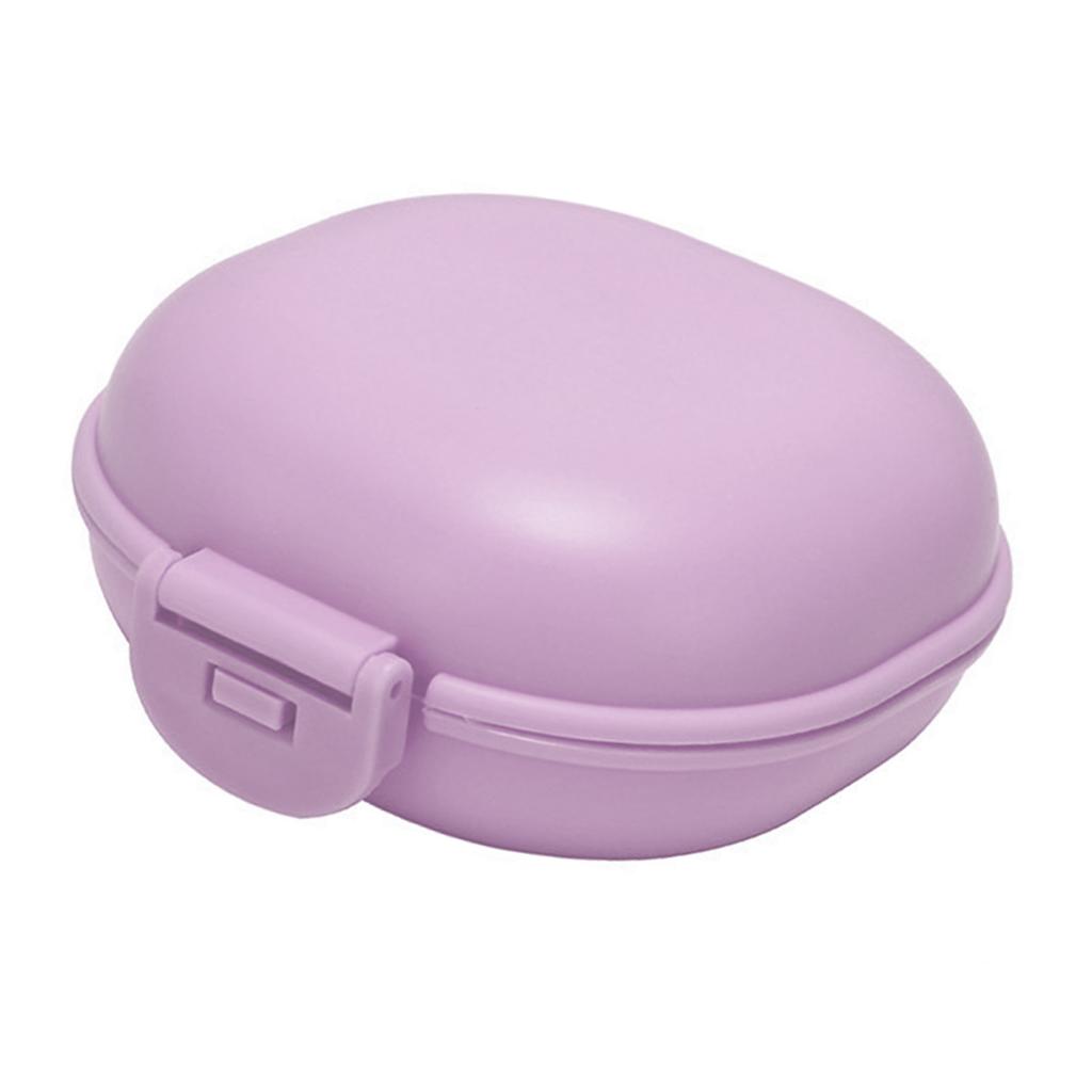 Soap Container Waterproof Portable Soap Rest PP Buckle Lid Soap Case for Travel Home Hotel Dormitory Purple