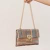New Vacation Style Multi Layered Chain Flip Lock Straw Woven Bag Shoulder Bag