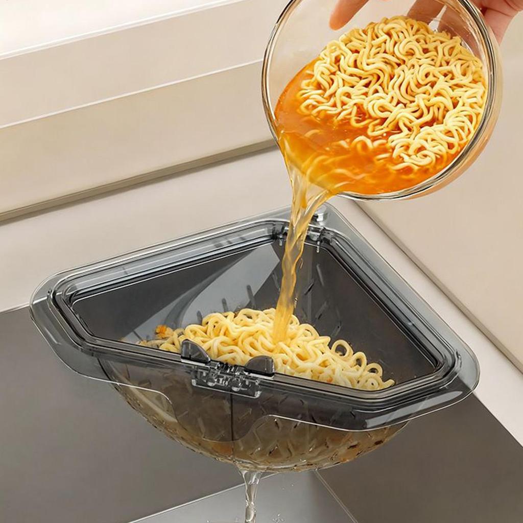 Magnetic Suction Drainage Triangle Drying Kitchen Sink Drain Strainer Corner Basket Sink Food Catcher Basket for Scrap Fruits