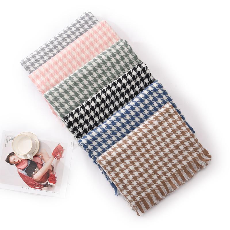 New Qiandongge scarf women's versatile warm scarf imitation cashmere scarf plaid thick autumn and winter scarf