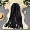 DIMANAF 2026 New Skirt Women Knitting Lace Long Holiday Solid Hollow Out Sexy Dot Summer Style Loose Basic Dress